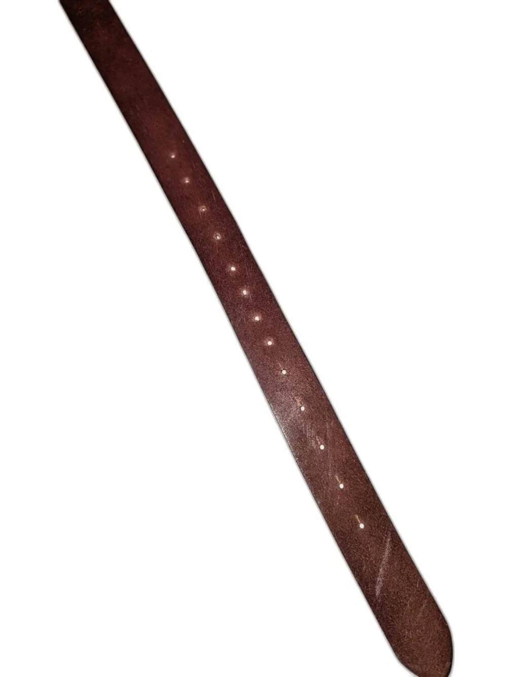 VINTAGE Fossil | Size Large Brown Leather Belt w Brass/Antique Gold Tone Buckle